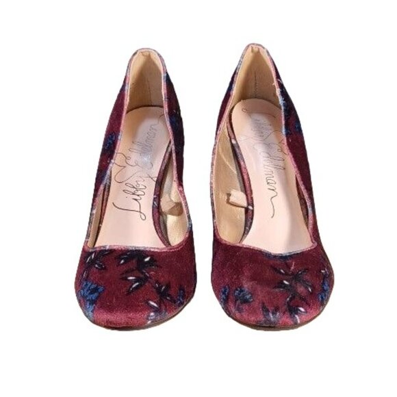 Libby Edelman Block Heels Women Sz 8M Velveteen Sean Floral Pump Boho Workwear - Picture 3 of 9